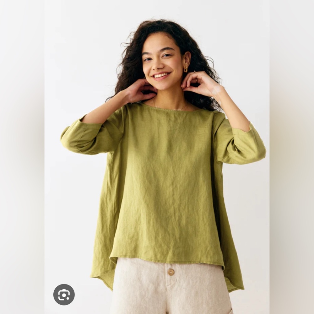 100% Linen Grae Cove Anais top—Bronze Green